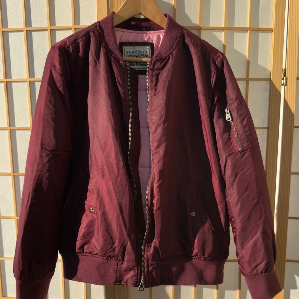Levi's Women's Bomber Jacket - Burgundy and Pink